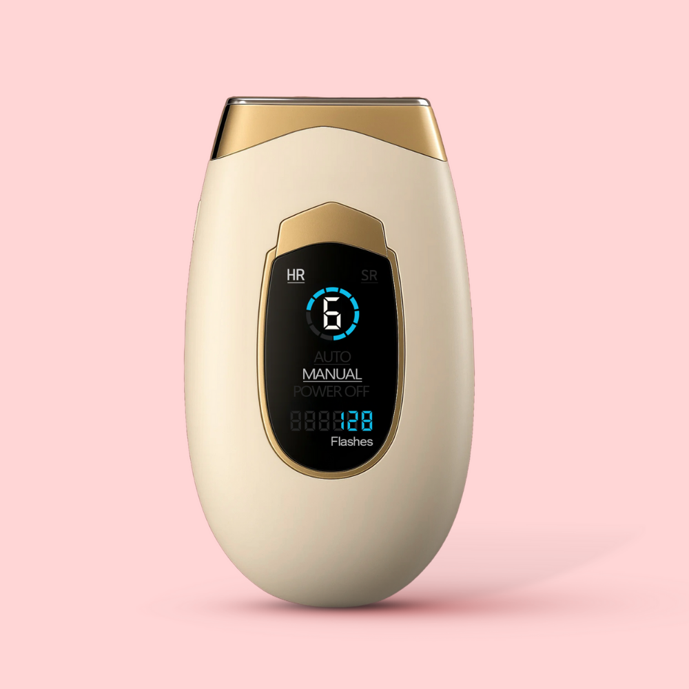 Dispositivo de depilación IPL Lumina de Lumisilk con diseño elegante, pantalla digital y 6 niveles de intensidad.
